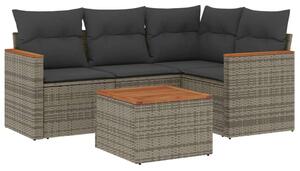 VidaXL Polyrattan Kerti Ülőgarnitúra - 5 részes - Szürke