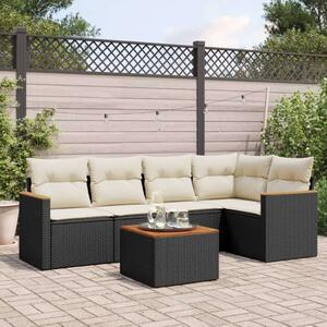 Polyrattan Kerti Ülőgarnitúra - 6 részes - Fekete