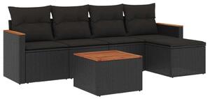 VidaXL Polyrattan Kerti Ülőgarnitúra - 6 részes - Fekete