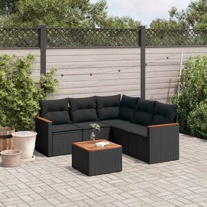 Polyrattan Kerti Ülőgarnitúra - 6 részes - Fekete