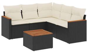 VidaXL Polyrattan Kerti Ülőgarnitúra - 6 részes - Fekete