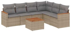 VidaXL Polyrattan Kerti Ülőgarnitúra - 7 részes - Bézs