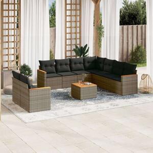 VidaXL Polyrattan Kerti Ülőgarnitúra - 10 részes - Szürke