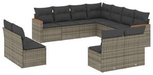 VidaXL Polyrattan Kerti Ülőgarnitúra - 11 részes - Szürke