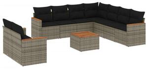 VidaXL Polyrattan Kerti Ülőgarnitúra - 10 részes - Szürke