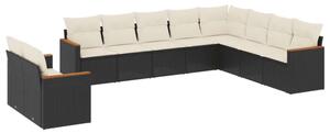 VidaXL Polyrattan Kerti Ülőgarnitúra - 10 részes - Fekete