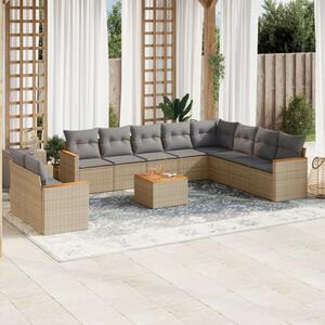 VidaXL Polyrattan Kerti Ülőgarnitúra - 11 részes - Bézs