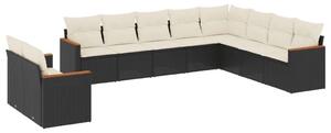 VidaXL Polyrattan Kerti Ülőgarnitúra - 10 részes - Fekete
