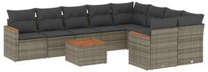 VidaXL Polyrattan Kerti Ülőgarnitúra - 10 részes - Szürke