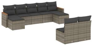 VidaXL Polyrattan Kerti Ülőgarnitúra - 9 részes - Szürke