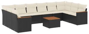 VidaXL Polyrattan Kerti Ülőgarnitúra - 11 részes - Fekete