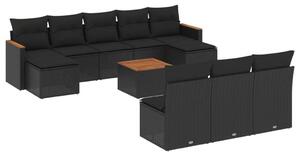 VidaXL Polyrattan Kerti Ülőgarnitúra - 11 részes - Fekete