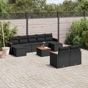 VidaXL Polyrattan Kerti Ülőgarnitúra - 10 részes - Fekete