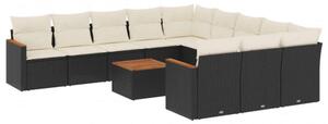 VidaXL Polyrattan Kerti Ülőgarnitúra - 12 részes - Fekete