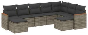 VidaXL Polyrattan Kerti Ülőgarnitúra - 9 részes - Szürke
