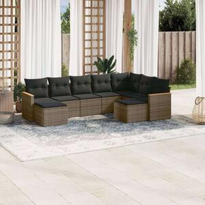 VidaXL Polyrattan Kerti Ülőgarnitúra - 9 részes - Szürke