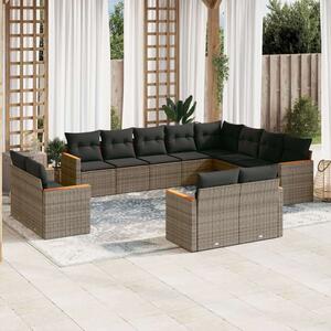 VidaXL Polyrattan Kerti Ülőgarnitúra - 12 részes - Szürke
