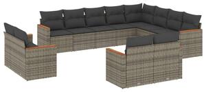 VidaXL Polyrattan Kerti Ülőgarnitúra - 12 részes - Szürke