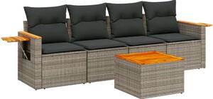 VidaXL 5 részes szürke polyrattan kerti ülőgarnitúra