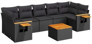 VidaXL Polyrattan Kerti Ülőgarnitúra - 8 részes - Fekete