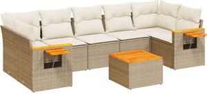 VidaXL Polyrattan Kerti Ülőgarnitúra - 8 részes - Bézs