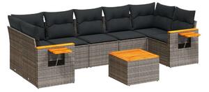 Polyrattan Kerti Ülőgarnitúra - 8 részes - Szürke