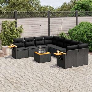 VidaXL Polyrattan Kerti Ülőgarnitúra - 9 részes - Fekete
