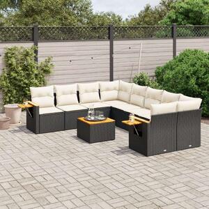 VidaXL Polyrattan Kerti Ülőgarnitúra - 9 részes - Fekete