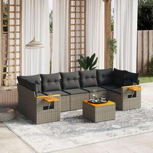 Polyrattan Kerti Ülőgarnitúra - 8 részes - Szürke