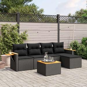 VidaXL Polyrattan Kerti Ülőgarnitúra - 6 részes - Fekete