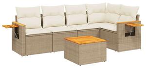 VidaXL Polyrattan Kerti Ülőgarnitúra - 6 részes - Bézs