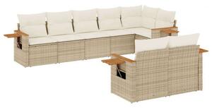 Polyrattan Kerti Ülőgarnitúra - 8 részes - Bézs