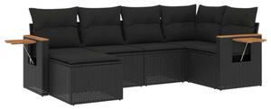 VidaXL Polyrattan Kerti Ülőgarnitúra - 6 részes - Fekete