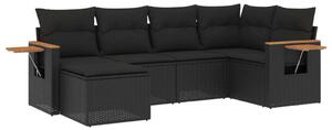 VidaXL Polyrattan Kerti Ülőgarnitúra - 6 részes - Fekete