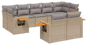 VidaXL Polyrattan Kerti Ülőgarnitúra - 9 részes - Bézs