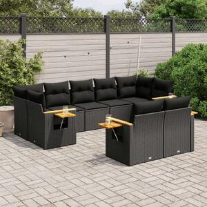 VidaXL 9 részes Kerti Ülőgarnitúra - Fekete Polyrattan