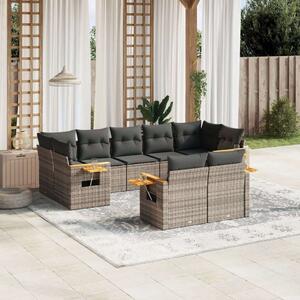 VidaXL Polyrattan Kerti Ülőgarnitúra - 9 részes - Szürke