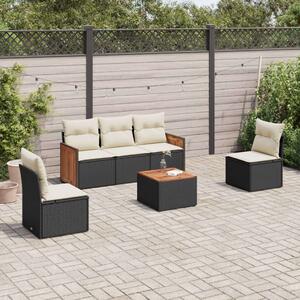 Polyrattan Kerti Ülőgarnitúra - 6 részes - Fekete
