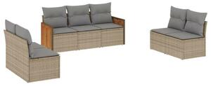 VidaXL Polyrattan Kerti Ülőgarnitúra - 7 részes - Bézs