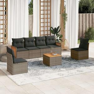 VidaXL Polyrattan Kerti Ülőgarnitúra - 7 részes - Szürke