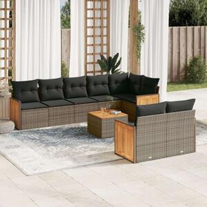 VidaXL Polyrattan Kerti Ülőgarnitúra - 9 részes - Szürke