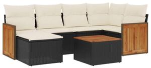 VidaXL Polyrattan Kerti Ülőgarnitúra - 7 részes - Fekete