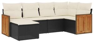 VidaXL Polyrattan Kerti Ülőgarnitúra - 6 részes - Fekete