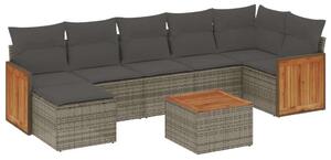 VidaXL Polyrattan Kerti Ülőgarnitúra - 8 részes - Szürke