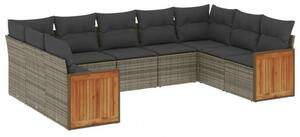 Polyrattan Kerti Ülőgarnitúra - 9 részes - Szürke