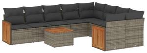 VidaXL Polyrattan Kerti Ülőgarnitúra - 10 részes - Szürke