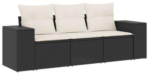 VidaXL Polyrattan Kerti Ülőgarnitúra - 3 részes - Fekete