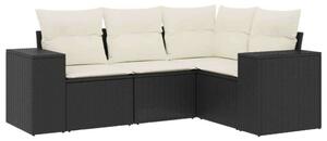 VidaXL Polyrattan Kerti Ülőgarnitúra - 4 részes - Fekete