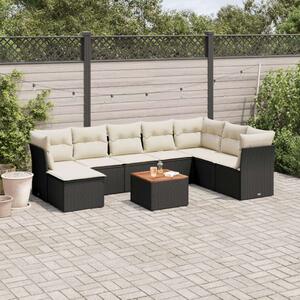 VidaXL Polyrattan Kerti Ülőgarnitúra - 9 részes - Fekete