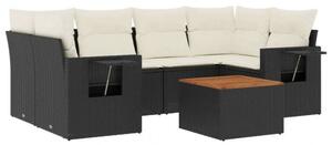 VidaXL Polyrattan Kerti Ülőgarnitúra - 7 részes - Fekete